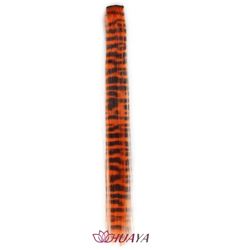 คลิปสังเคราะห์ในการต่อผมที่มีสีสันปลอมผมคลิปในชิ้นเดียววิกผมสำหรับผู้หญิง Y2K ที่มีสีสันต่อผมเสือดาว