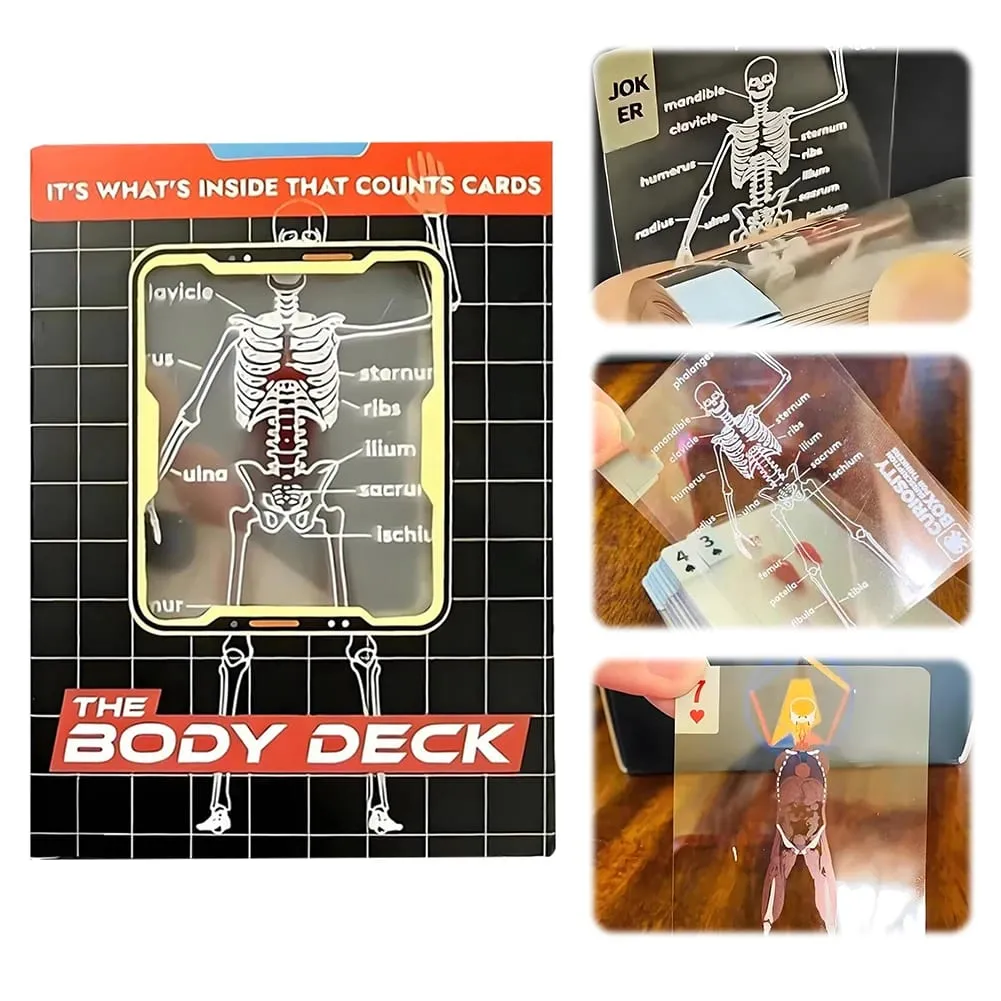 1-3PCS Human Anatomy Poker Cards The Body Deck Skeleton Playing Cards Waterproof Plastic Playing Cards Fun Halloween Board Game