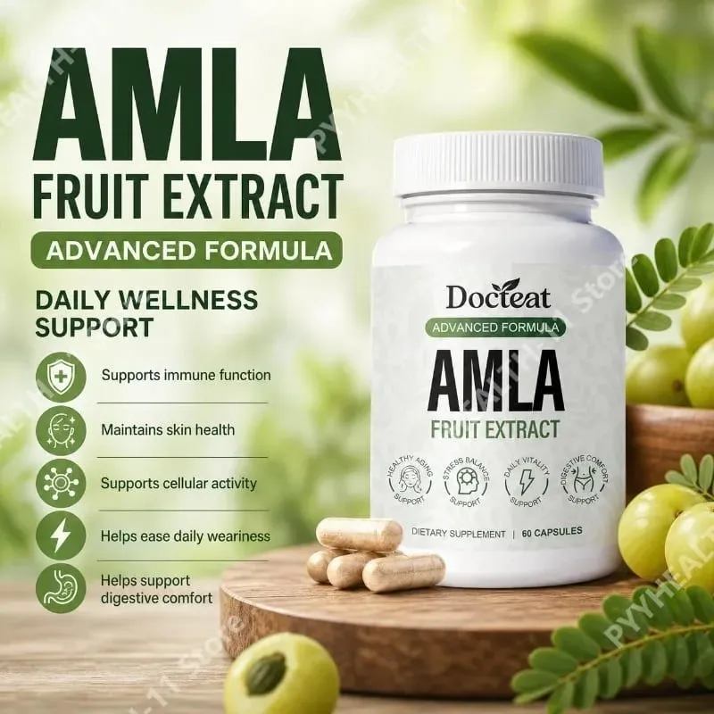 Docteat Amla Fruit Extract Capsules for Immune Support and Skin Health with Vitamin C Vitamin B3 CoQ10 and PQQ 60 Capsules