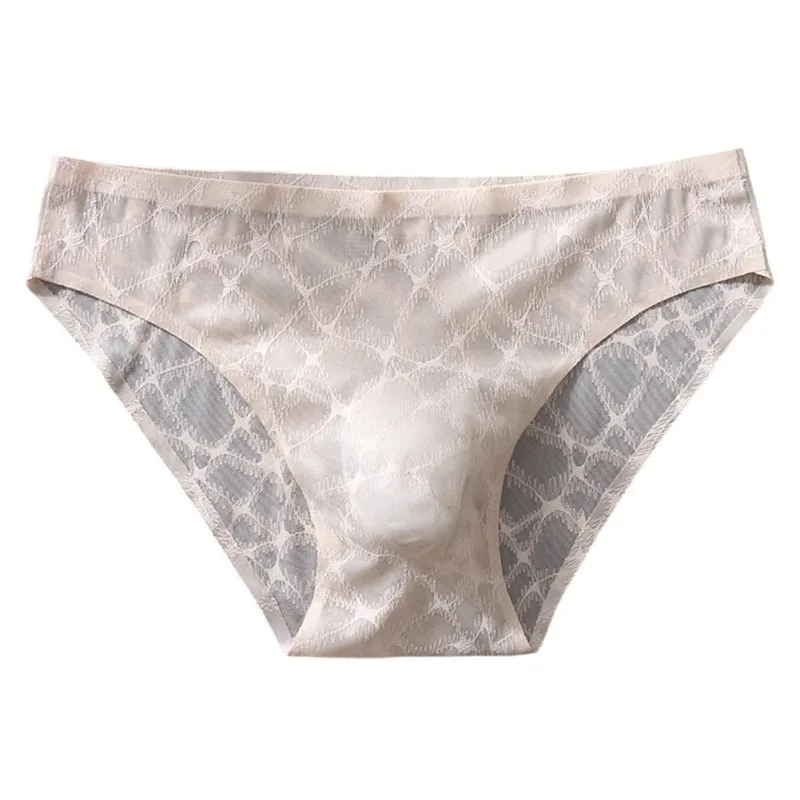 Letter Lace Transparent Men's Underwear Thin Mesh Hollow Out Sexy Male Briefs Medium Low Waist Sexy Triangle Shorts
