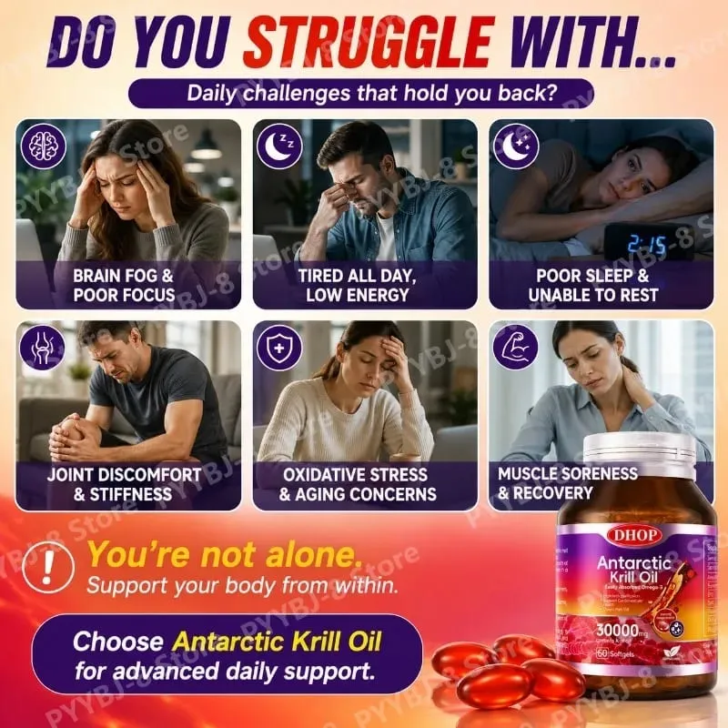 Antarctic Krill Oil Softgels 60 Capsules — 150mg EPA + 70mg DHA and Astaxanthin Support Antioxidant & Cardiovascular Health