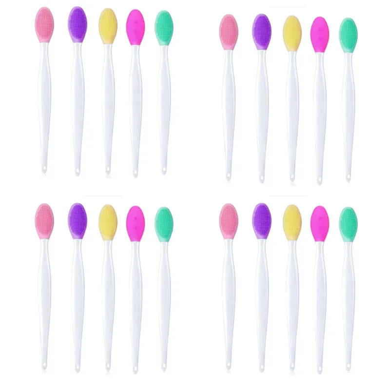 1-20pcs Beauty Skin Care Wash Face Silicone Brush Exfoliating Nose Clean Blackhead Removal Brushes Tools With Replacement Head
