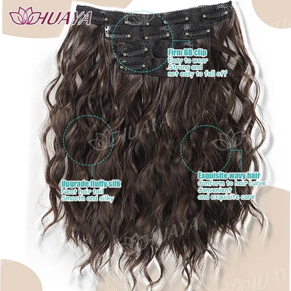 Synthetic Extension Wigs for Women BB Clip Style Four-Piece Set Water Wave Short Hair Extension Wigs Suitable for Everyday Wear
