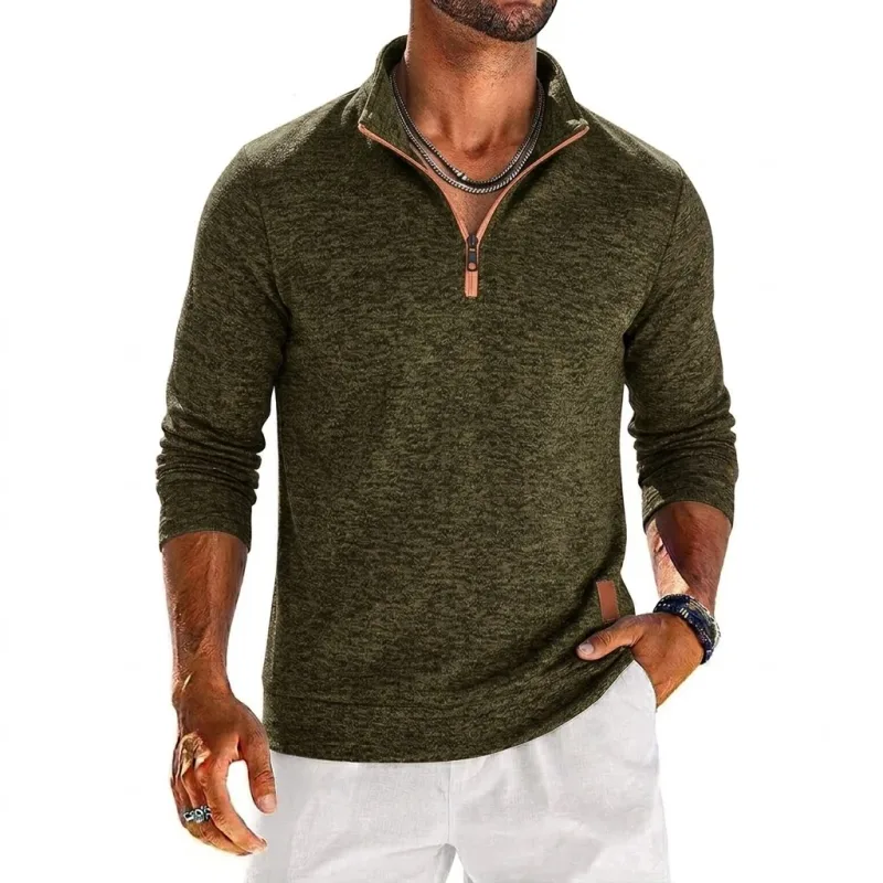 Long Sleeve Quarter Zip Men's Sweatshirt Solid Pullover Man Zip Up Hoodies for Man Casual Mens Coats Male Sweatshirt Poleron Men