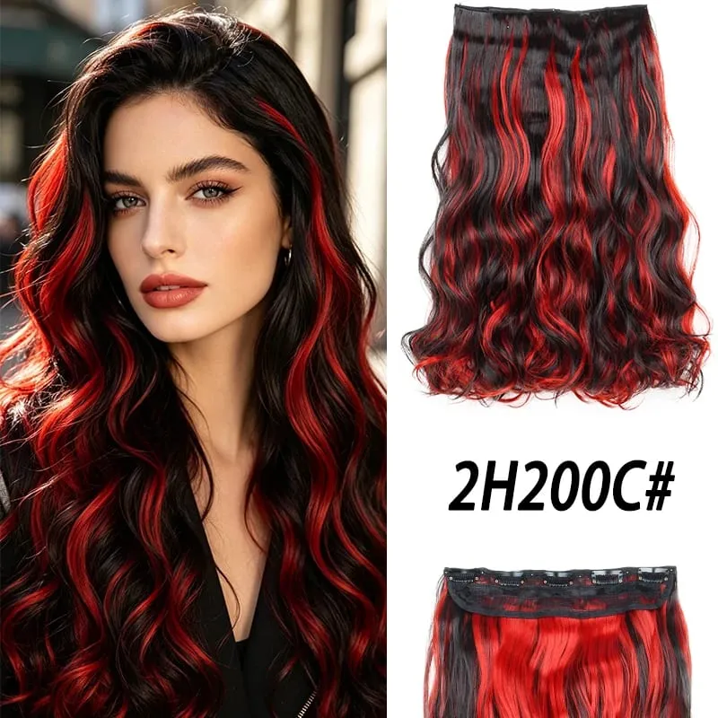 Συνθετικό μακριά σγουρά μαλλιά 18 ιντσών Extension One Piece Highlight Rainbow Clip In Hair Extension Fashion Hairpiece για γυναίκες