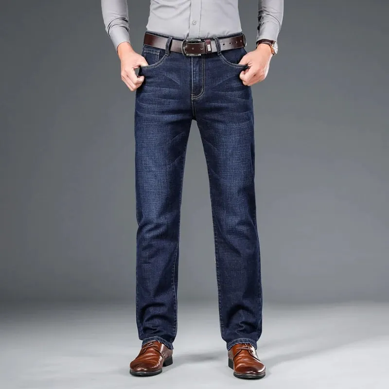 BAO 2026 automne printemps ajusté droit stretch denim jean style classique badge jeunes hommes d'affaires jeans décontractés pantalon