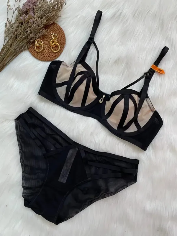 Sexy Lace Lingerie Set for Women Push Up Bra & Panty Set Sheer Mesh Underwear for Special Occasions