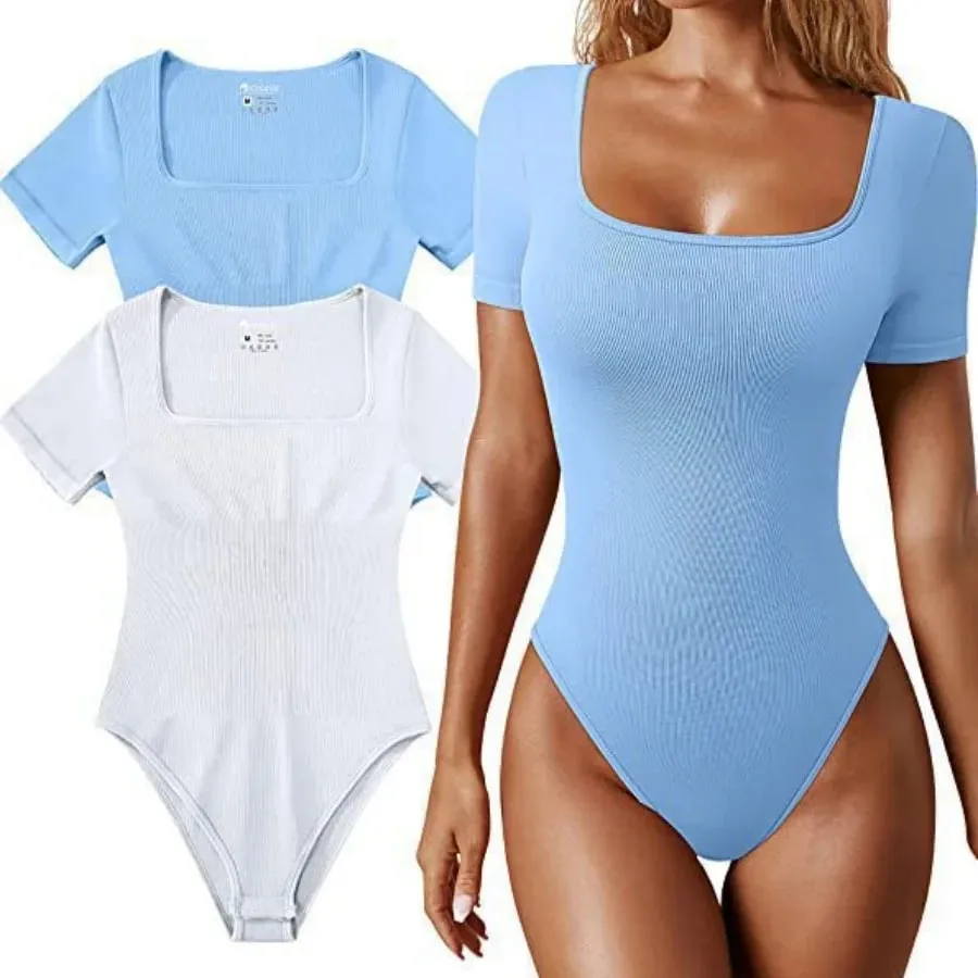 Women Sleeveless Yoga Bodysuit Square Neck Summer One Piece Swimsuits Sexy Lingerie Sports Fitness Women Rompers Bodysuits