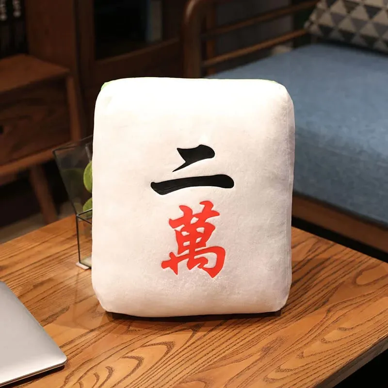 Creative Mahjong Pillow Cushion Chinese Plush Toy Car Chair Backrest Dice Funny Nap Sofa Home Decor Gift Accompanying Decoration
