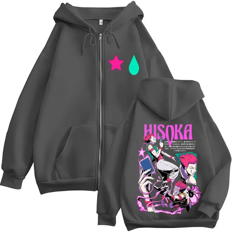 Anime Hunter X Hunter Phantom Troupe Hisoka Zipper Hoodies Men Women Clothing Oversized Casual Zip Up Hooded Sweatshirts Jackets