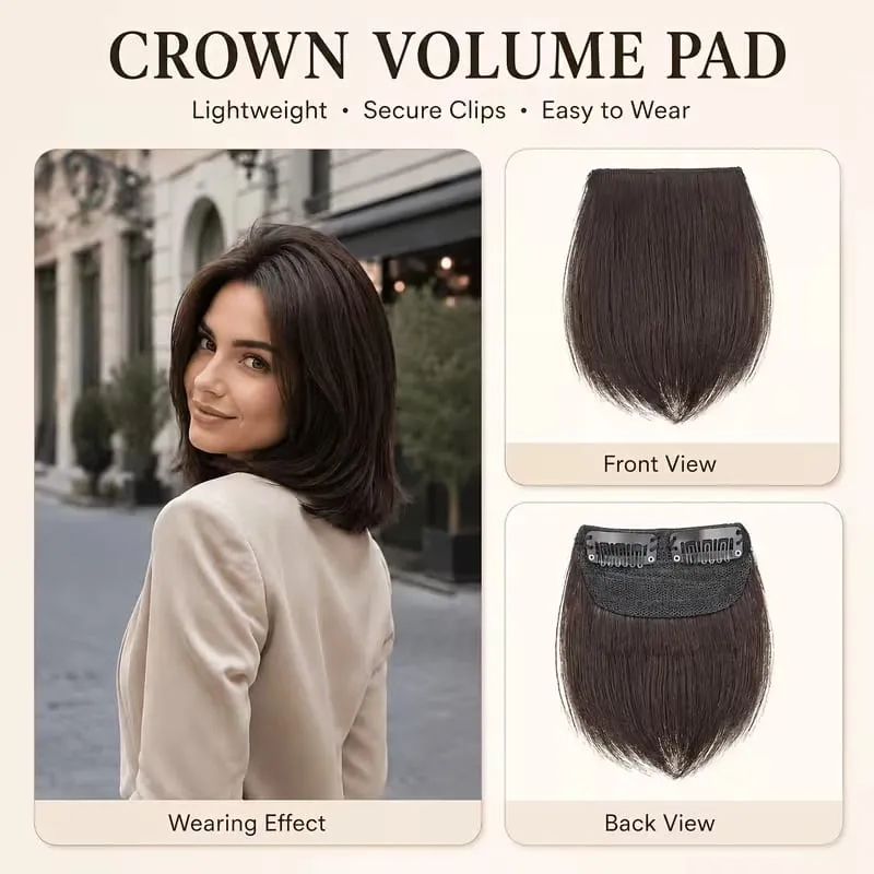 10cm Synthetic Short Straight 2pcs Hair Pads Extension Change Head Shape Fiber Hairpiece for Women Daily Wear