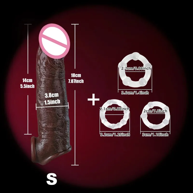 Realistisk 8''Penis Sleeve Sexlegetøj Til Mænd Silikone Penis Kondom Genanvendelig Penis Sleeve Penis Extender Mandlige Par Voksenlegetøj