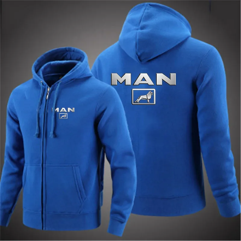 2025 Spring And Autumn Men's Truck man Logo Print Minimalist Style Daily Commute Hooded Coat Drawstring Zipper Hoodies Jacket