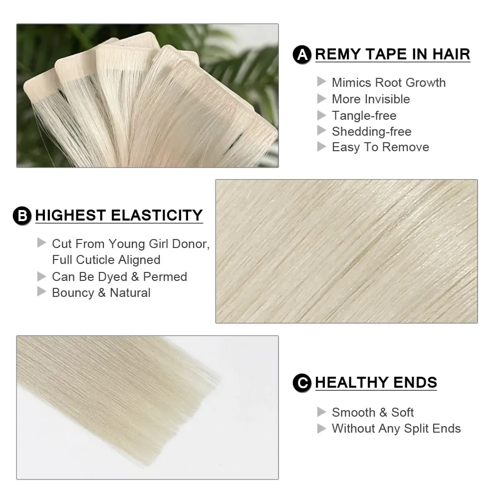 Natural PU Skin Weft Invisible Injection Tape In Human Hair Extensions Double Side Blonde Tape Ins Hair Extensions 2.5g/pieces