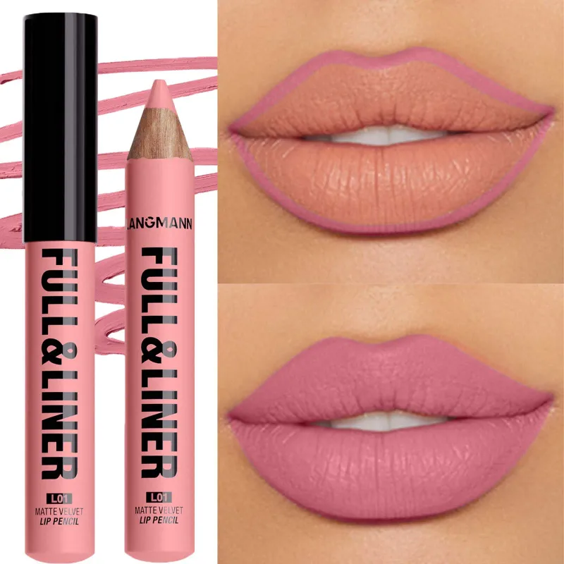 Vandtæt mat lipliner blyant Brun konturfarvet læbestift pen Langtidsholdbar 12 farve træ læbe liner blyant fuldlæbe makeup — image 5