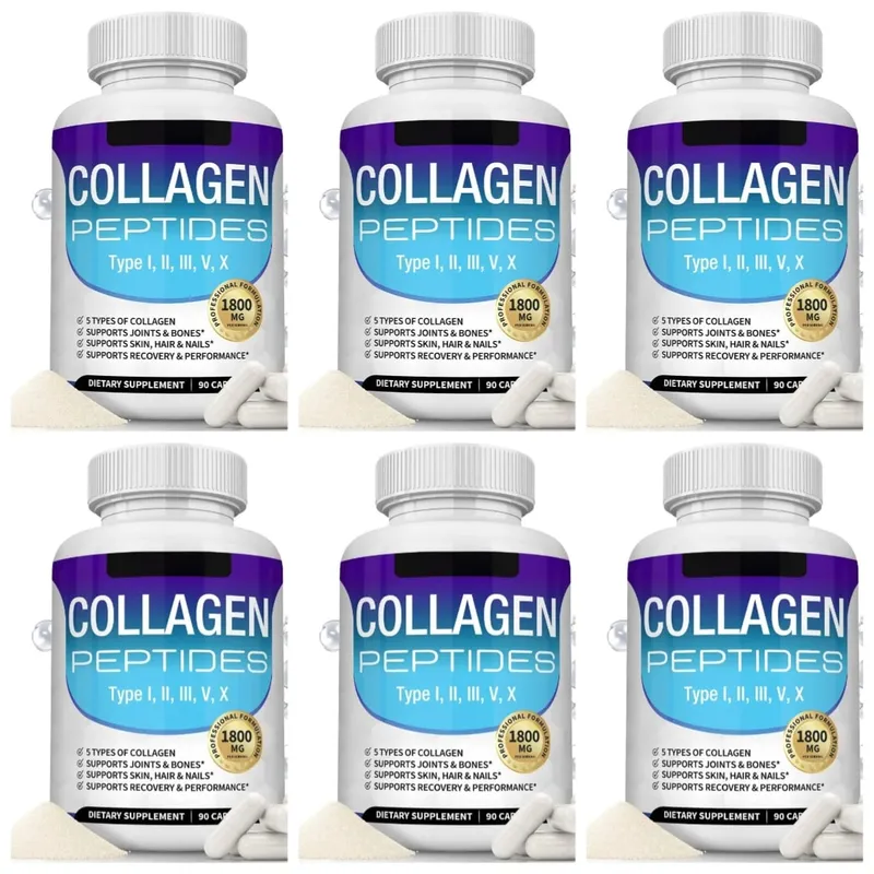 Collagen Peptides Capsules with 5 Types of Collagen for Joints Bones Skin Hair & Nails Wellness Support Adults 90 Capsules