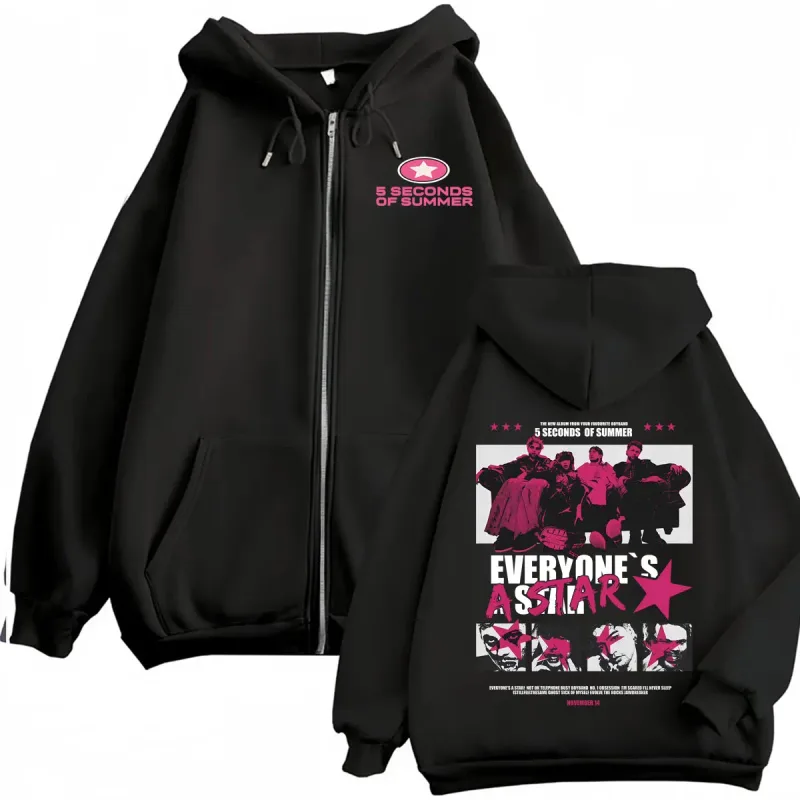 5 Seconds of Summer Everyone's A Star 2026 World Tour Zipper Hoodies Coat Men Women Harajuku Hip Hop Rock Punk Jacket Sweatshirt — image 1