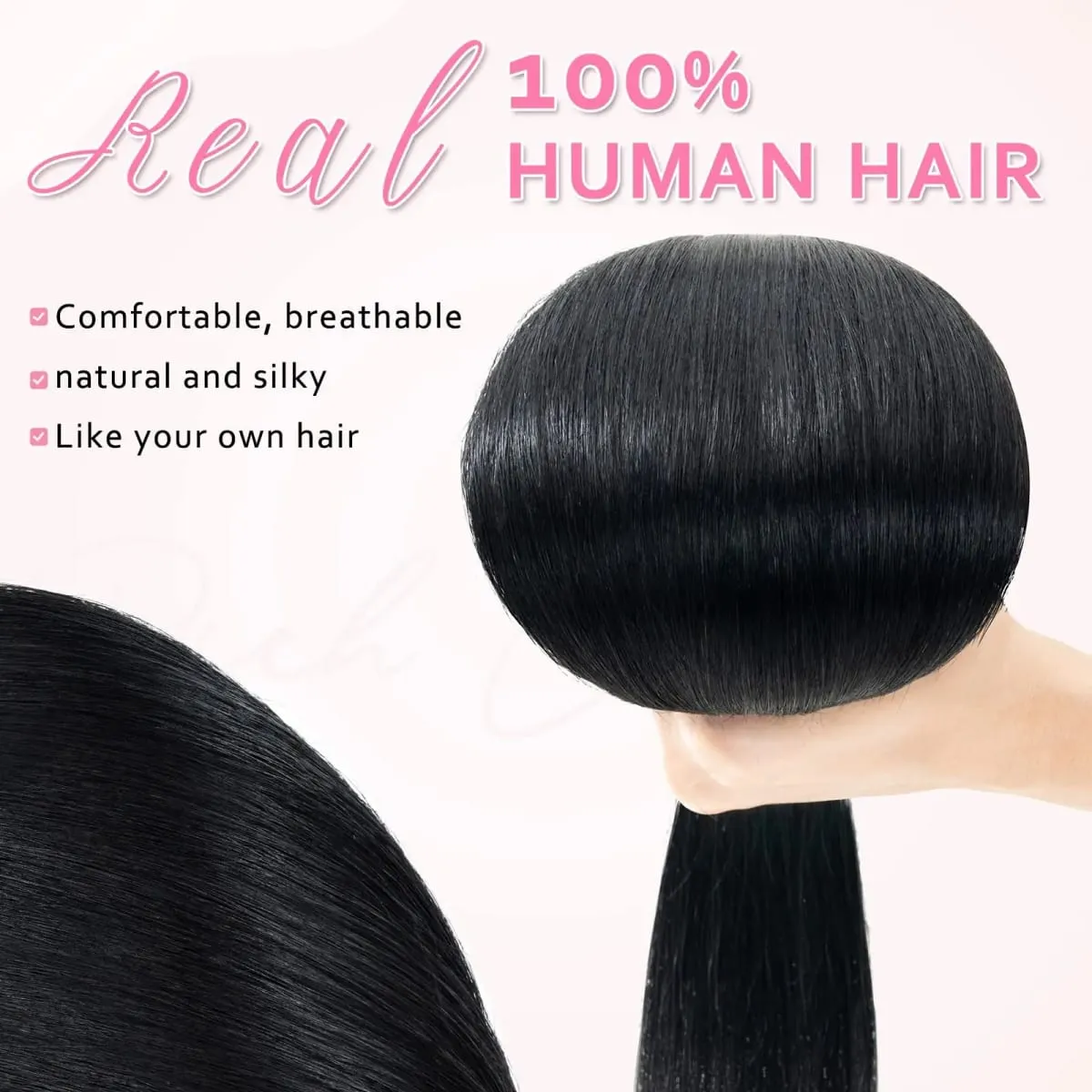 Straight Tape in Hair Extensions Human Hair Natural Black #1B Remy Tape in Human Hair Extensions for Women Double Sided Seamless Thick End Silky Straight 20pcs 50 Gram 26 Inch