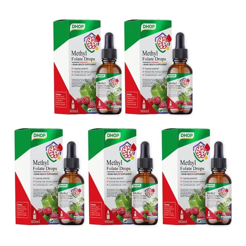 Methyl Folate Drops Liquid with Folate and Vitamin B12 Supports Brain Health for Nervous System Care - 120 Servings