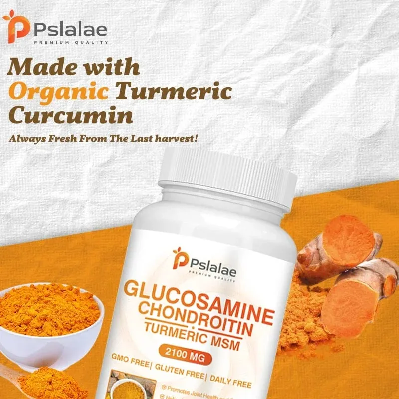 Chondroitin Turmeric MSM Glucosamine Triple Strength 2100 Mg for Hips Knees Joints & Back Comfort - Joint Supplements