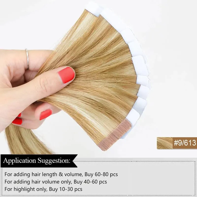 Extensiones de cabello con cinta Balayages, cabello humano 100% Real para mujer, mechones invisibles lisos de Color Piano, cabello humano sin nudos