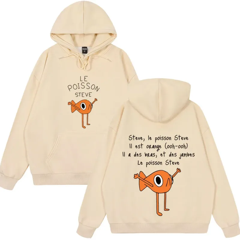2025 Funny Fish Le Poisson Steve T Shirt Memes Cartoon Print Hoodies Spring Winter Style Fleece Hoodies Funny Couple Streetwears