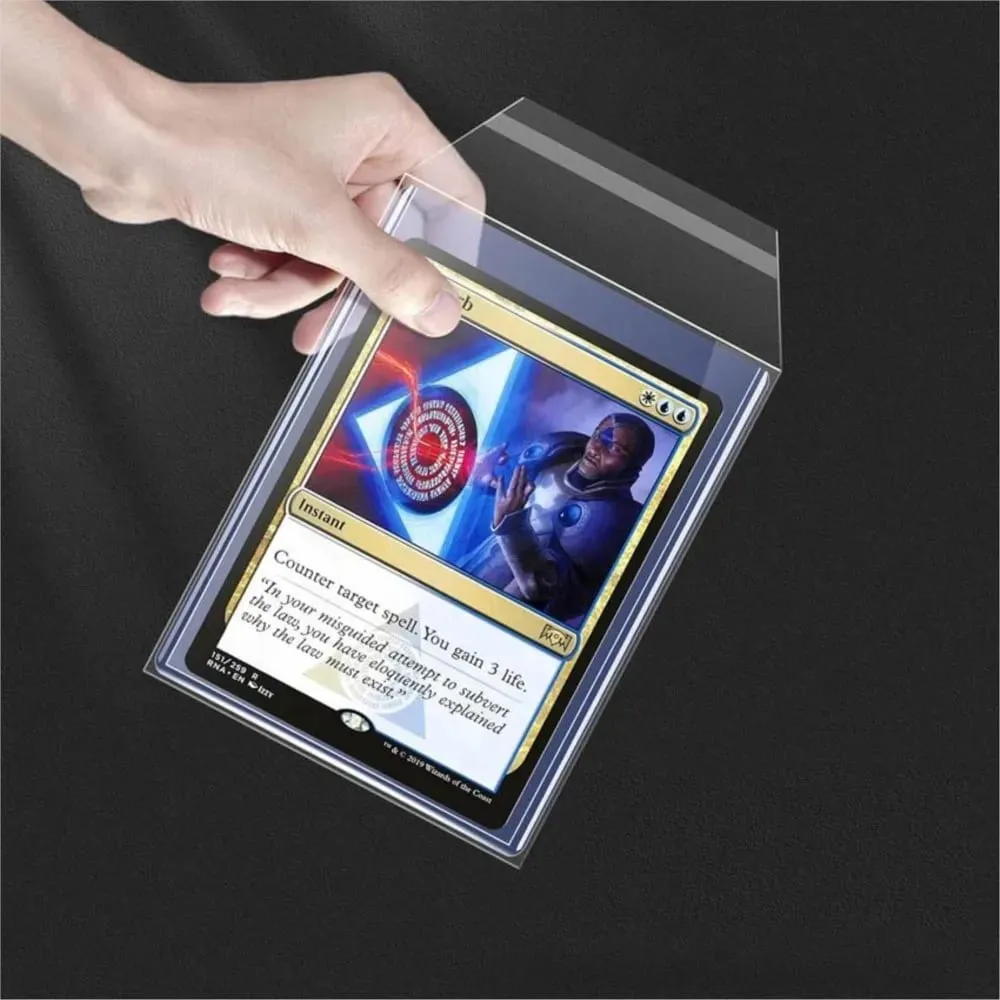100 Buah Lengan Pelindung Bening Cocok untuk 35PT-100PT Tempat Kartu Plastik Keras untuk Pelindung Kartu Olahraga Perdagangan Permainan Pokemon TCG