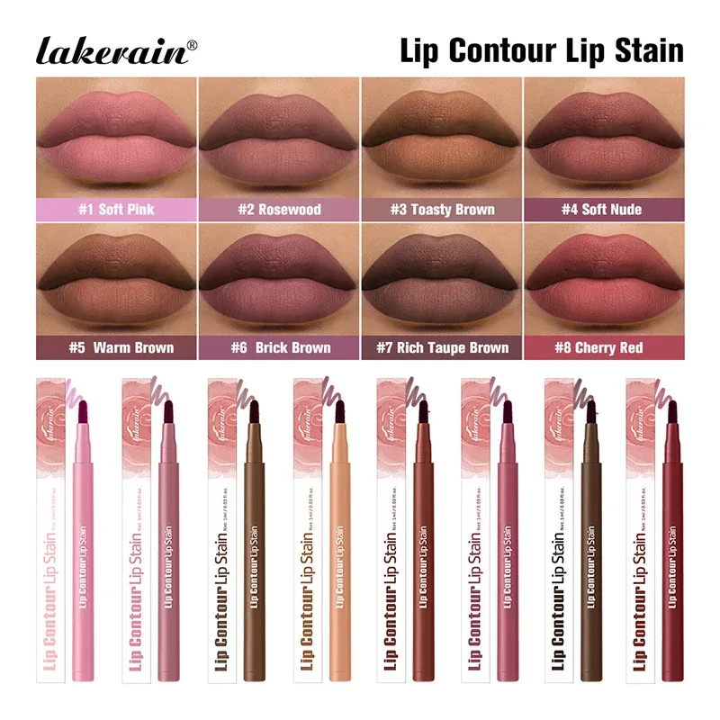 Pensil Lip Liner Merah Muda Rias Wanita Tahan Air Kontur Bibir Pena Lipstik Noda Bibir Pigmen Tinggi Matte Coklat Lipliner Nude Lembut
