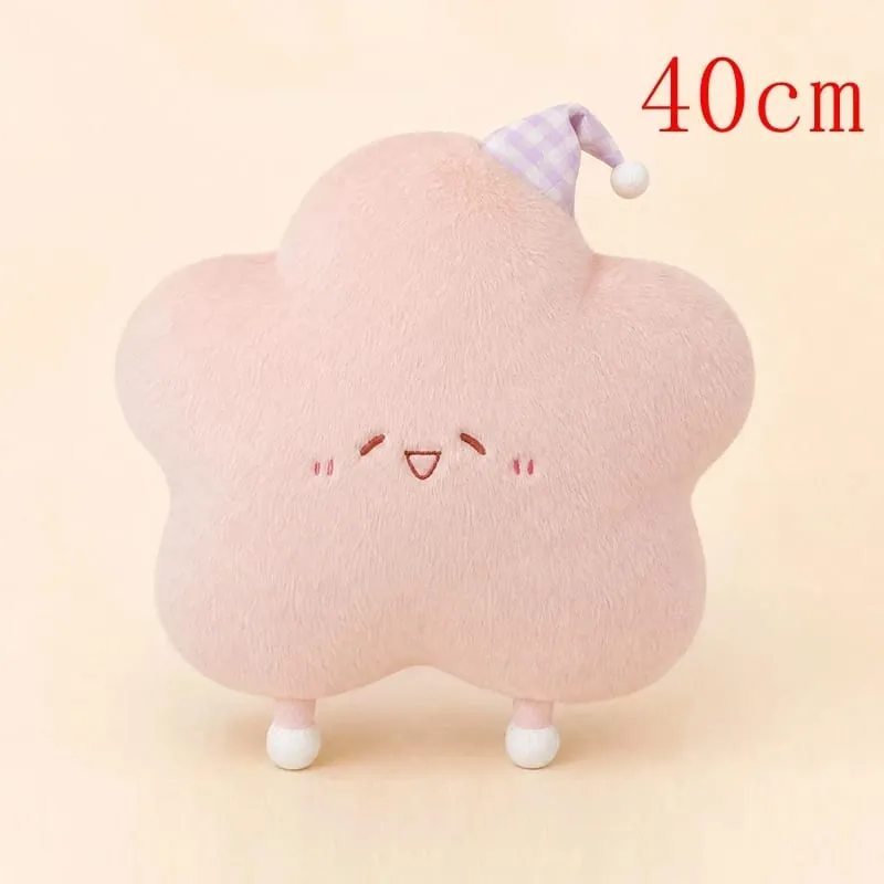 40-60cm Cute Star Plush Pillow with Sleep Hat Kawaii Star Stuffed Cushion Soft Fluffy Sofa Throw Pillow Girl Bedroom Home Decor