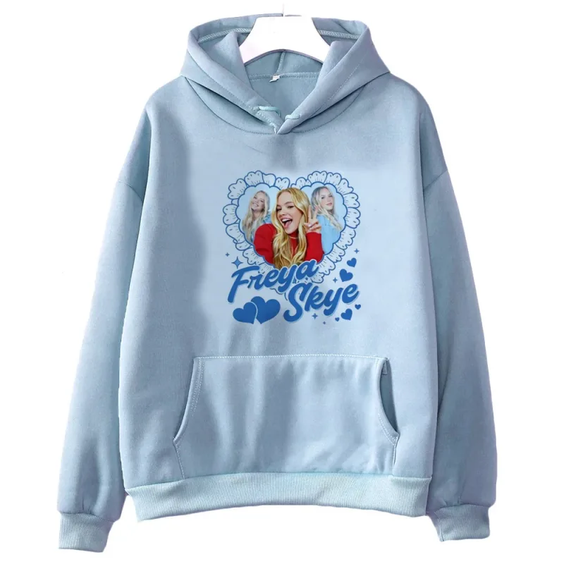 Freya Skye 2000s fashion hooded sweatshirt - Women's loose fit - Men's version. Cutecore. Suitable for both men and women.
