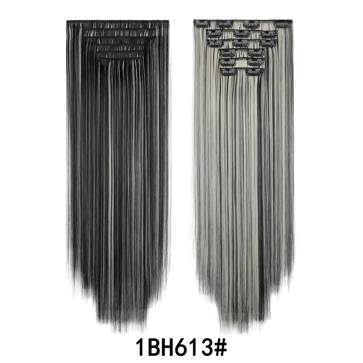 24 Inch 6PCS Clip In Hair Extensions Straight Synthetic Hair Extensions Dark Brown Long Natural Looking Hair Piece for Women