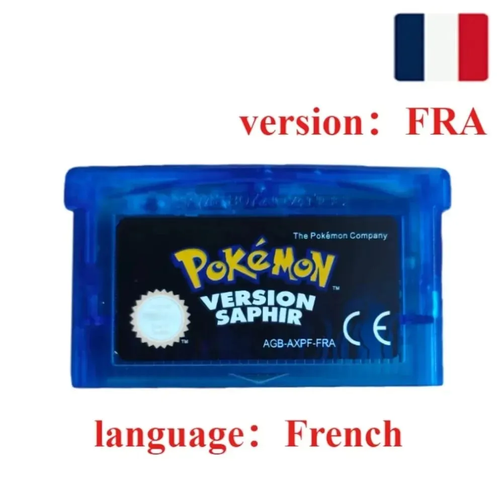 FRA Version French Pokemon Series 32 Bit Video Game Cartridge Emerald FireRed Leafgreen Ruby Sapphire GBA Game Card Toy Gift