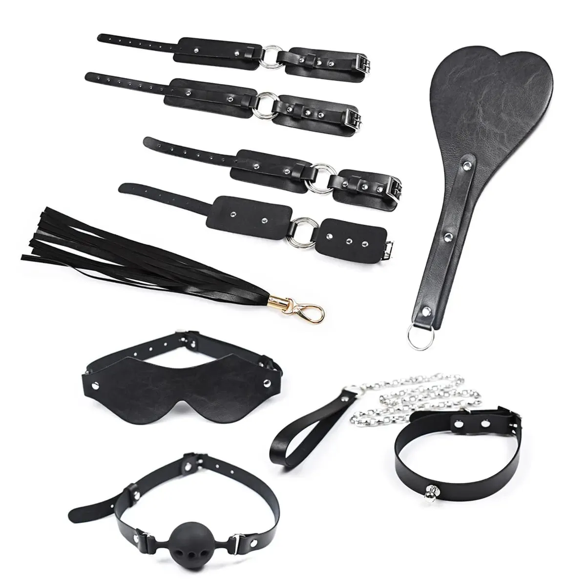 Portable BDSM Kit Adult Handcuff Leg Cuffs Sex Toy Set with Storage Bag Couple SM Slave Sex Games Set PU Leather Bondage Gears