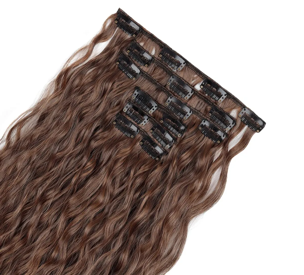 Jeedou Corn Wavy Clip‑in Hair Extensions 6‑Piece 16‑Clips Synthetic High‑Temp Fiber Voluminous Hair Pieces for Ladies