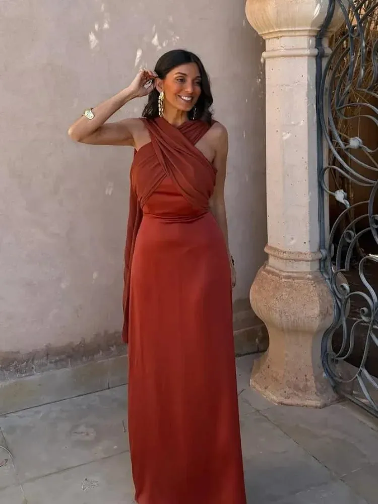 Solid Color Strapless Ribbon Women Summer Dress Sexy Sleeveless Backless High Waist Slim Maxi Vestidos 2026 Lady Vacation Outfit