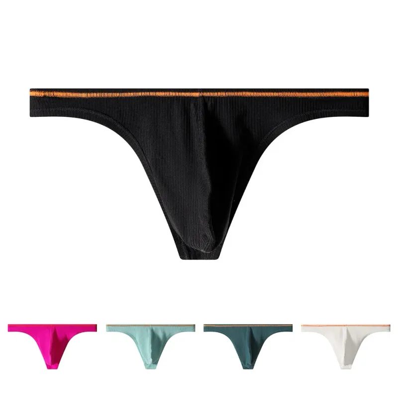 1pc Men Solid Thin Edge G-strings Sexy Thongs Elastic Low Rise U Convex Pouch Underwear Breathable Comfortable Panties