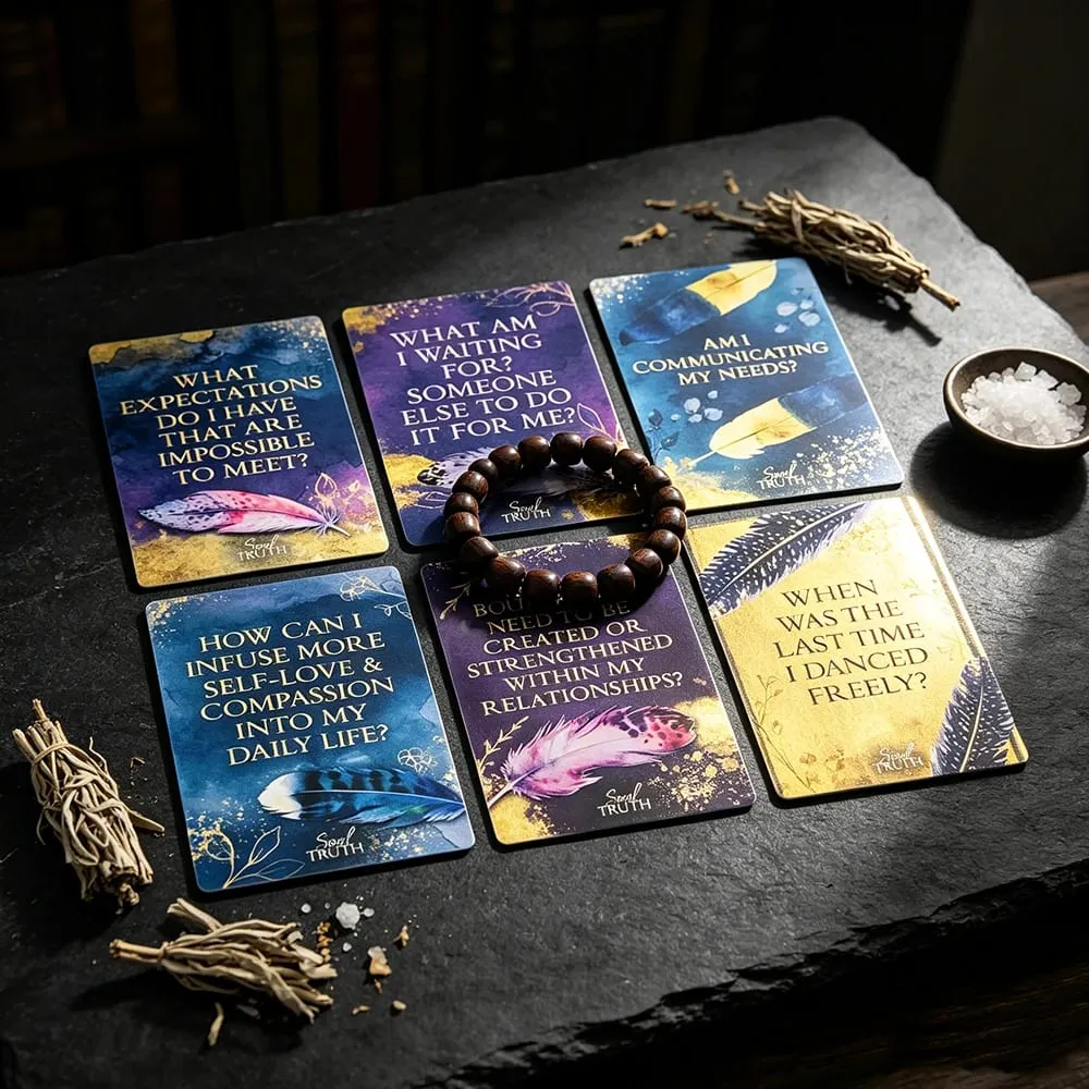 Soul Truth Self-Awareness Oracle Cards Daily Questions Cards for Self Reflection Meditation Spiritual Divination Game Cards
