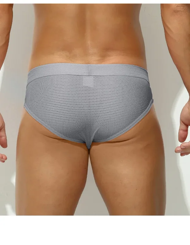 1PC Mesh Breathable Men's Underwear with Fly Pouch Front Open Bulge Separated Pouch Youth Korean Version Youth Briefs