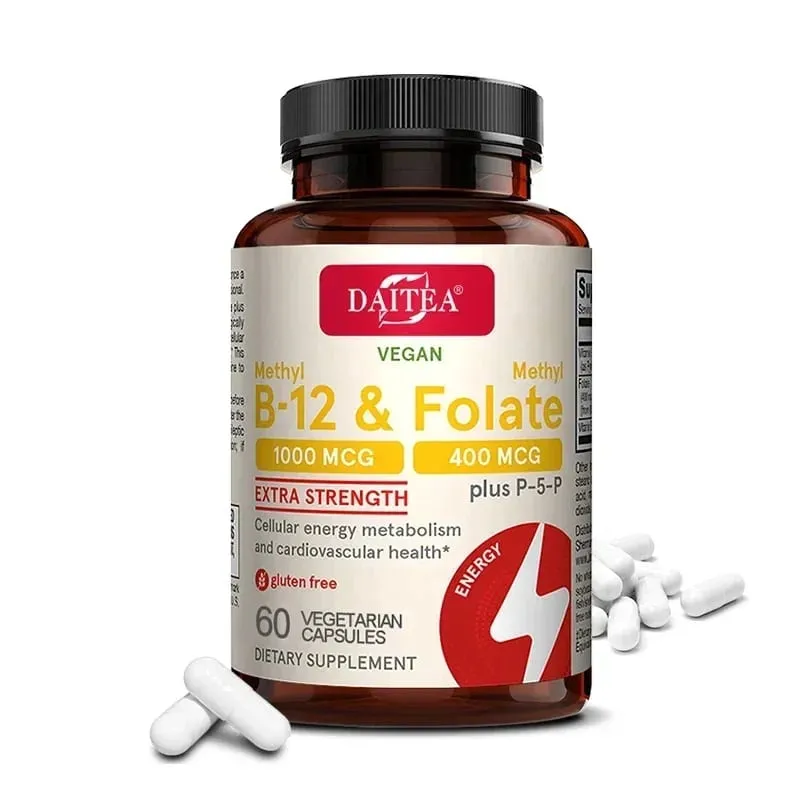 Folic Acid Vitamin B12 and B6 - Supports Brain and Heart Health Energy Production Red Blood Cell and Cardiovascular Health