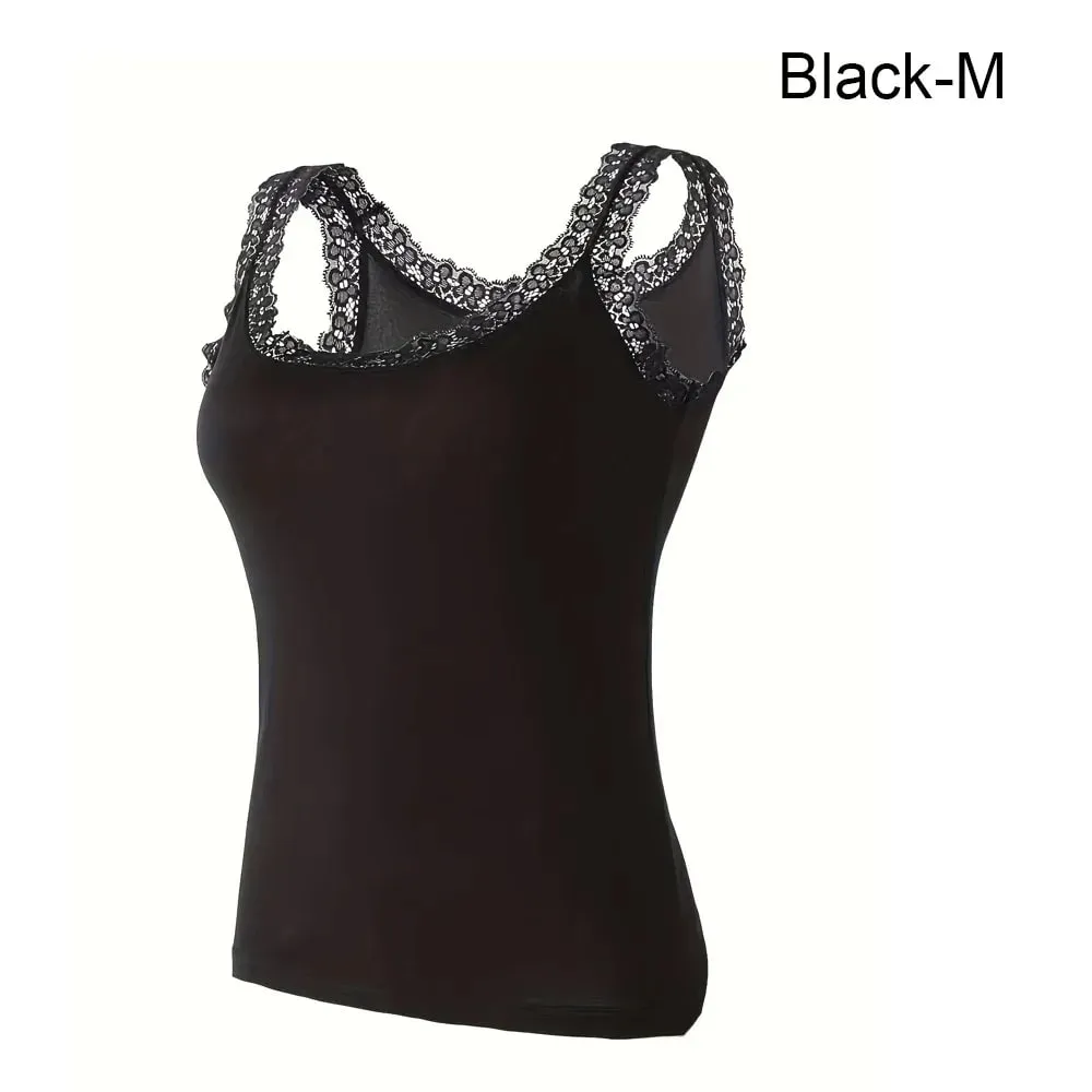 Casual U Neck Summer Tank Tops Sleeveless With Lace Cami Top Shirt Underwear Camisoles Vest Corset for Women