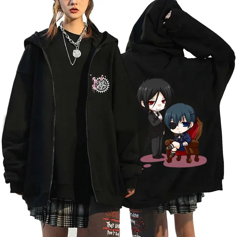 2025 Hot Aniem Cosplay Tops Black Butler Zipper Hoodie Fashion Autumn Winter Long Sleeve Sweatshirts Zipper Jacket For Man Woman