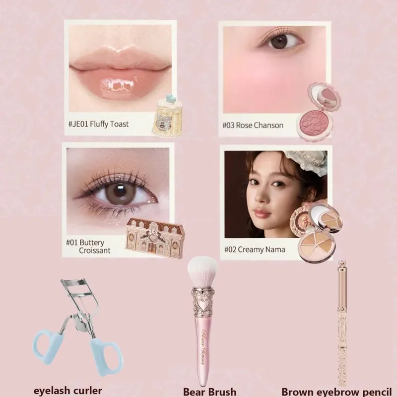 Flower Know Little Angel Collection Kotak Hadiah Makeup Eyeshadow Blush Cream Matte Lipstik Highlighter Kit Lengkap Semua Dalam Satu