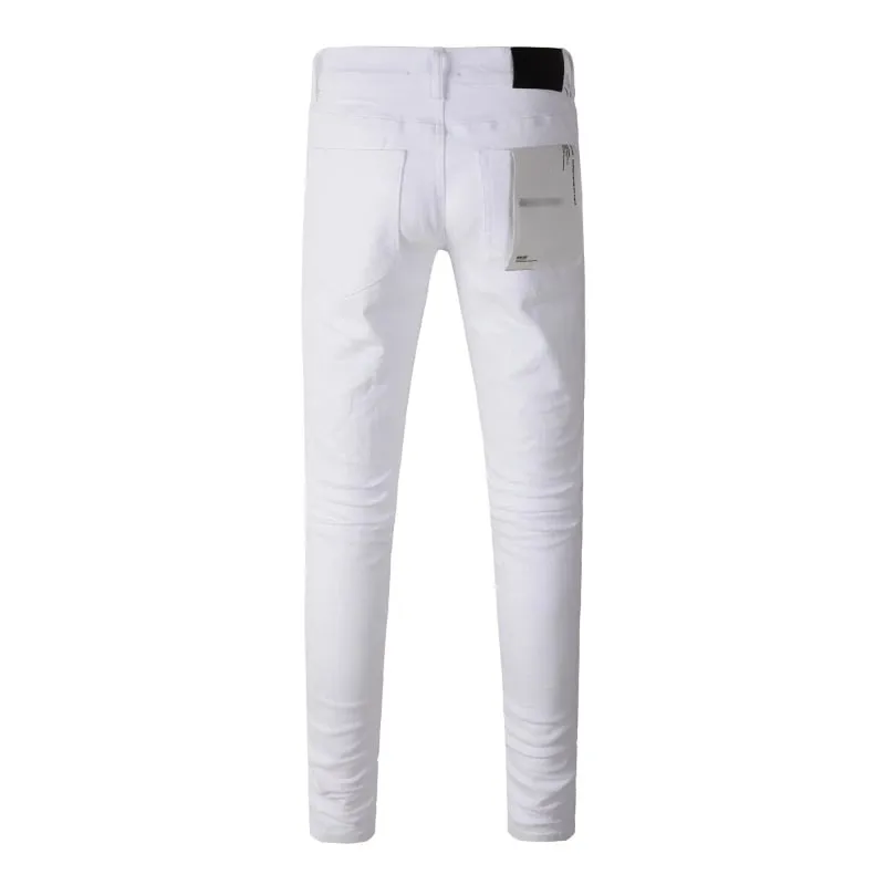 Spring New Men's White Skinny Jeans High Quality Slim Fit Trousers Streetwear Hip Hop Style Casual Fashion Stretch Denim Pants
