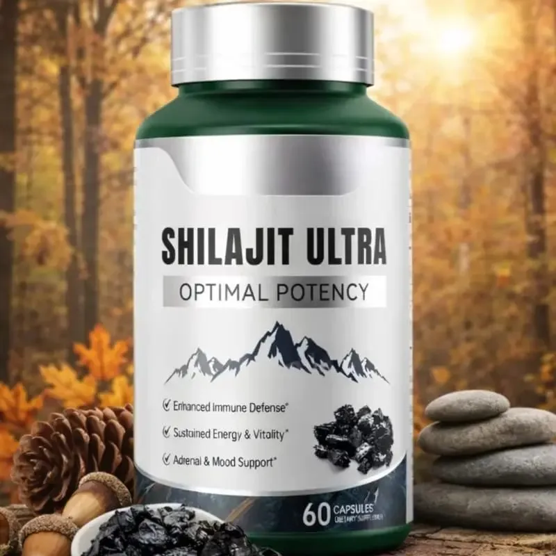 Shilajit Ultra con L-Arginina per energia naturale e vitalità 60 capsule Integratore antiossidante per resistenza e resistenza non OGM