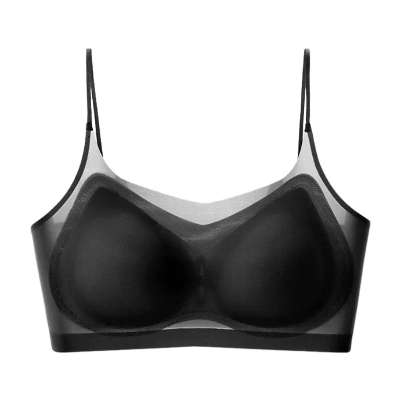 2026 Ultra-Thin Breathable Ice Silk Bra Lingerie Women'S Seamless Back Halter Vest Wraps Small Breasts Sexy And Comfortable Top