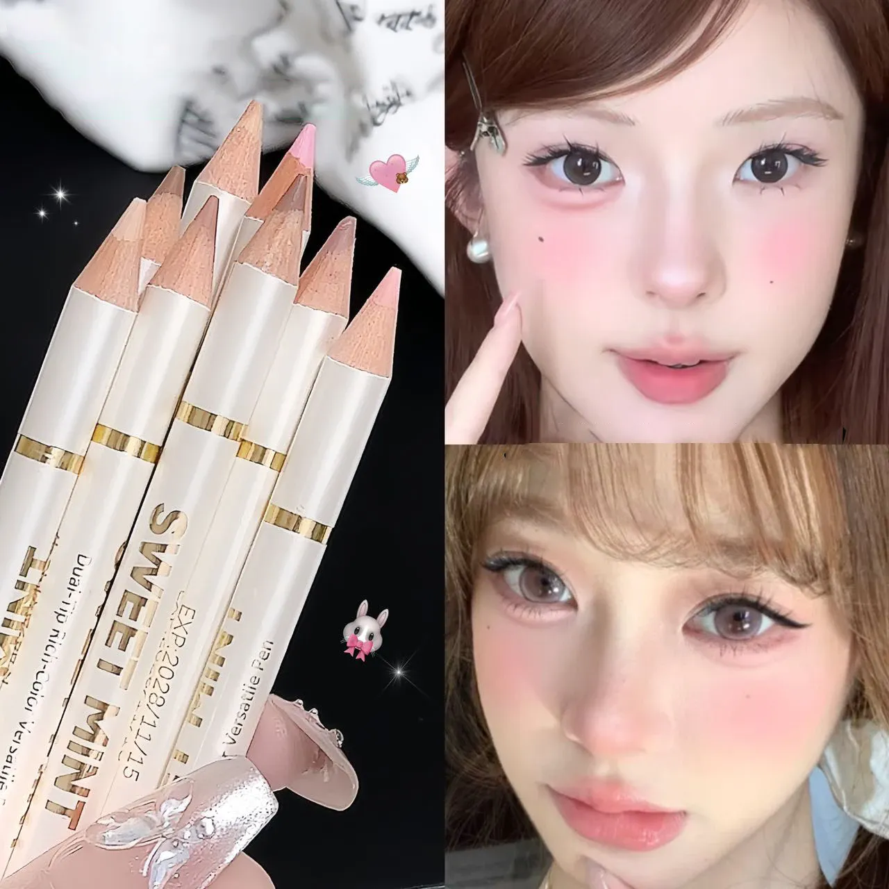 Dual End Aegyo-Sal Makeup Pen Nude Apricot Brown Under Eye Highlight & Shadow Pencil Natural Contour Brightening Eye Liner
