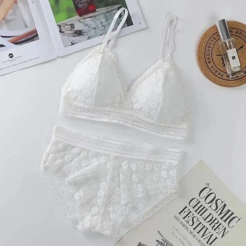 Women's Lace Bra Sets Seamless Underwear Backless Vest Sexy Padded Bralette Lingerie Ultrathin Bra & Brief Sets Female Intimates