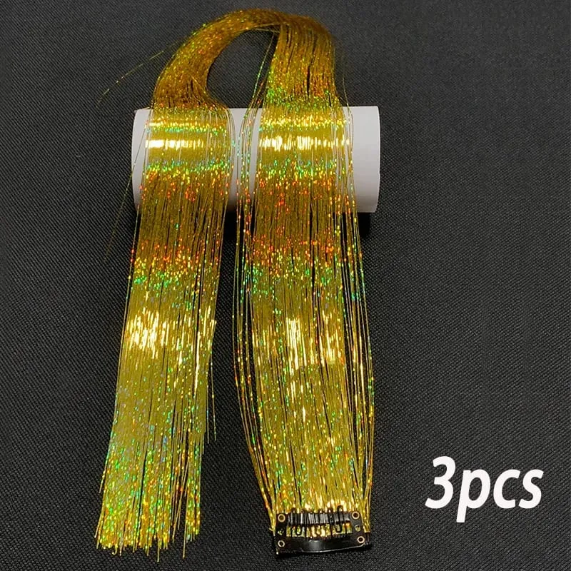 24Inch Synthetic 3pcs/set Long Straight Clip in Hair Extensions Highlights Colored Party Multi-Colors Hairpieces for Women Daily