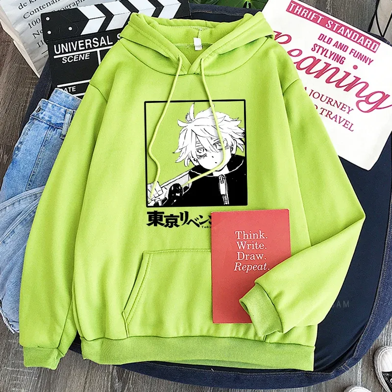أنيمي طوكيو المنتقمون سنجو كاواراجي مانغا Kawaii غطاء رأس للجنسين عادية Harajuku الرجال النساء المرقعة كم طويل دافئ البلوز