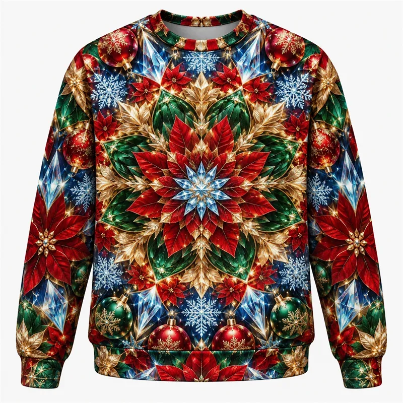 Christmas Fantasy Sweatshirt Train Castle Carousel Angel Polar Bear Crewneck Xmas Pullover Holiday Party Streetwear Gift Top